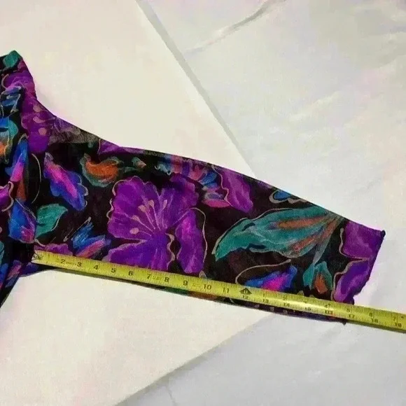 Oscar de la Renta Womens Medium Swimwear Swim Cover Up Sheer Psychedelic Vintage